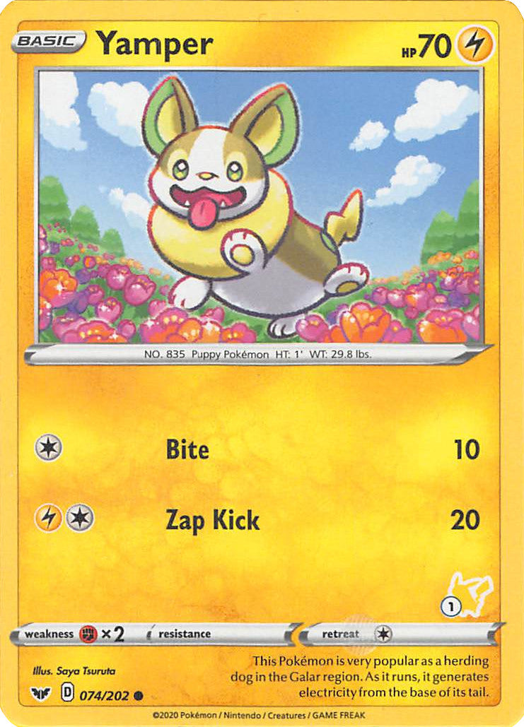 Yamper (074/202) (Pikachu Stamp #1) [Battle Academy 2022] | Mindsight Gaming