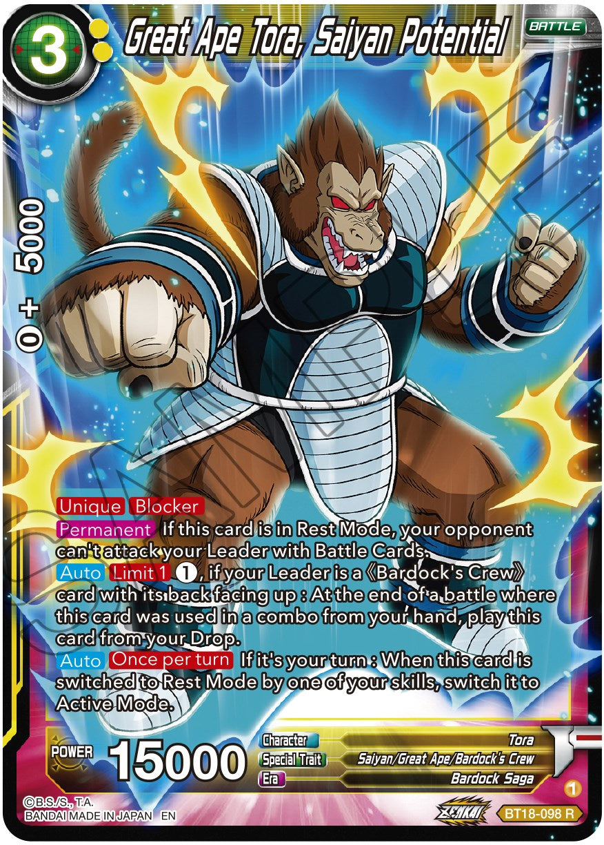 Great Ape Tora, Saiyan Potential (BT18-098) [Dawn of the Z-Legends] | Mindsight Gaming