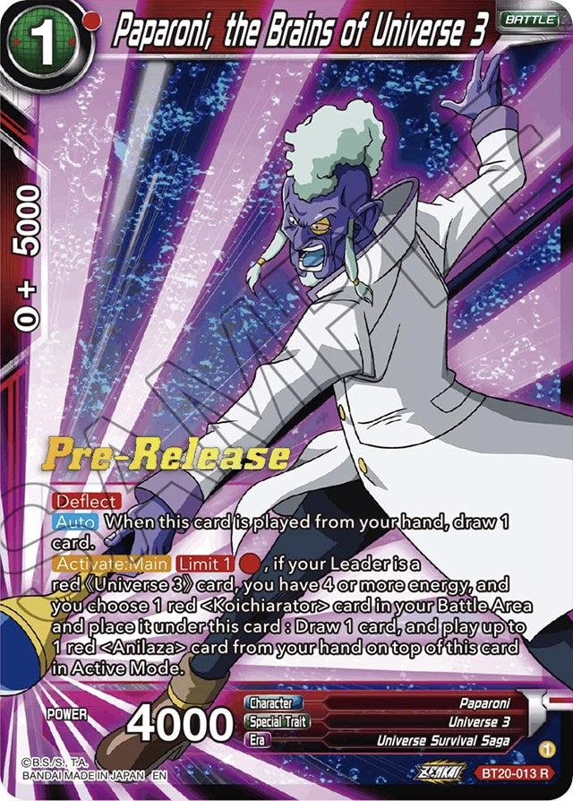 Paparoni, the Brains of Universe 3 (BT20-013) [Power Absorbed Prerelease Promos] | Mindsight Gaming