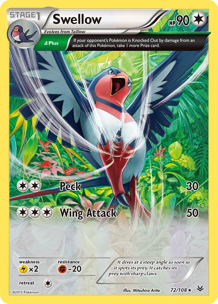 Swellow (72/108) (Theme Deck Exclusive) [XY: Roaring Skies] | Mindsight Gaming