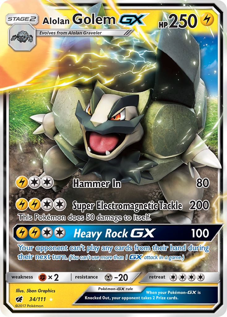 Alolan Golem GX (34/111) [Sun & Moon: Crimson Invasion] | Mindsight Gaming