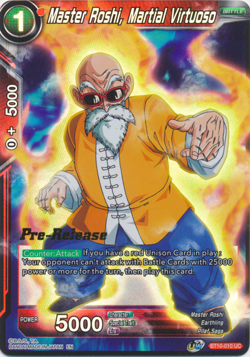 Master Roshi, Martial Virtuoso (BT10-010) [Rise of the Unison Warrior Prerelease Promos] | Mindsight Gaming