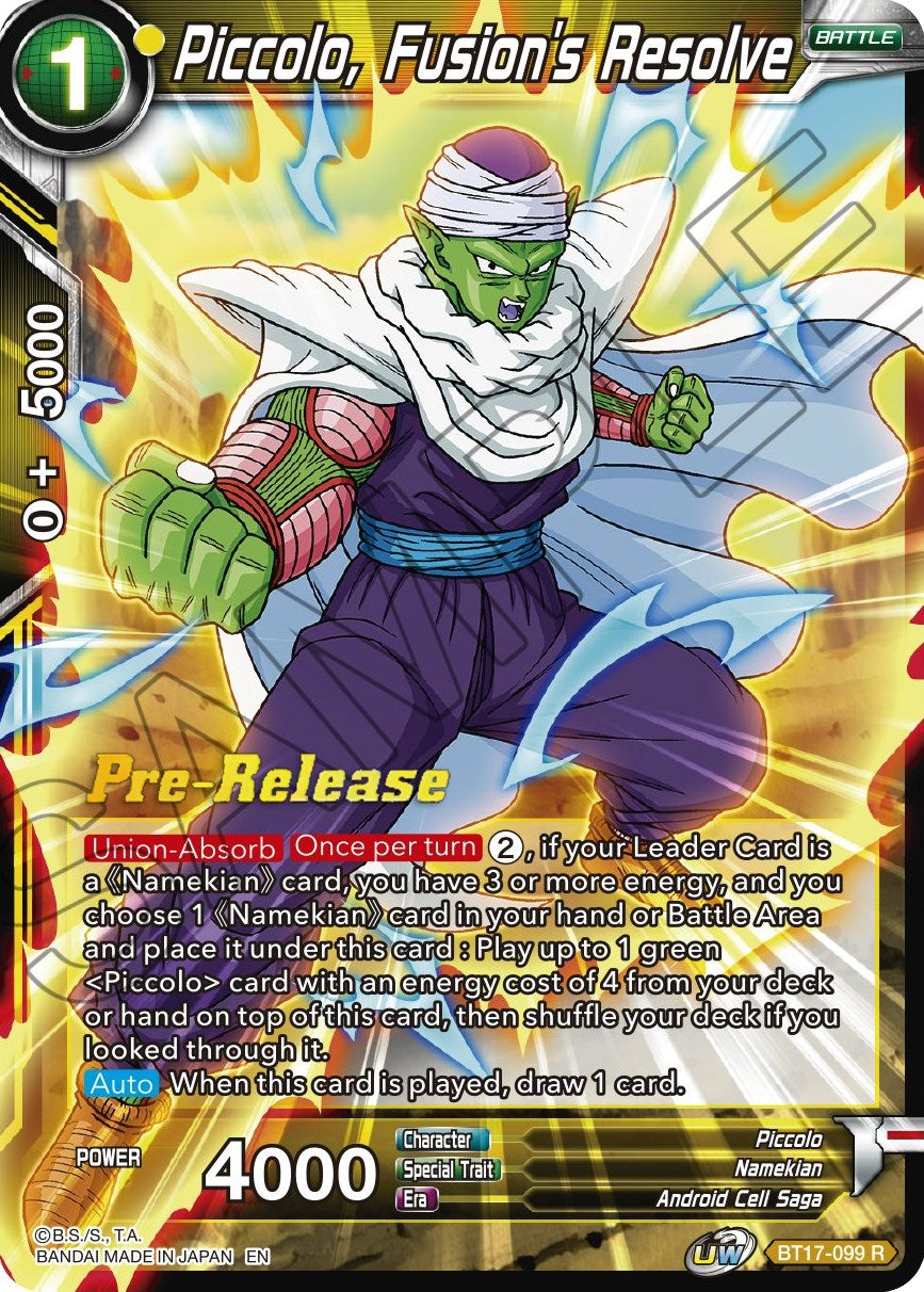 Piccolo, Fusion's Resolve (BT17-099) [Ultimate Squad Prerelease Promos] | Mindsight Gaming