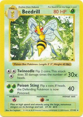 Beedrill (17/102) [Base Set Shadowless Unlimited] | Mindsight Gaming