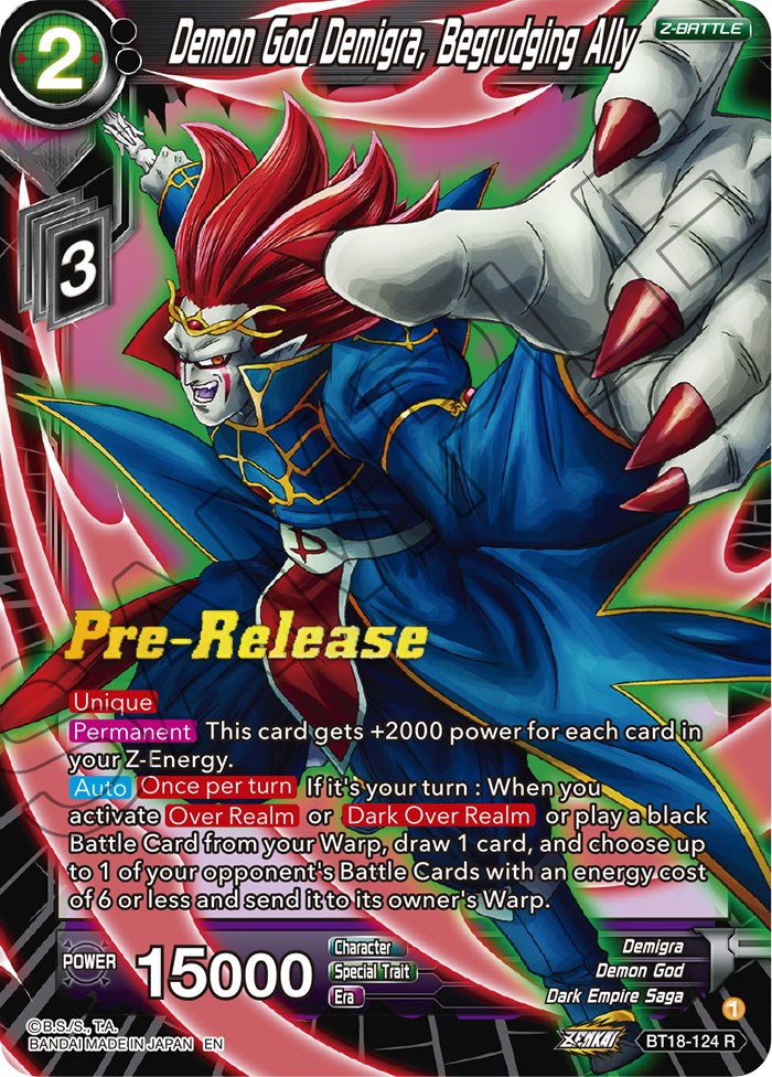 Demon God Demigra, Begrudging Ally (BT18-124) [Dawn of the Z-Legends Prerelease Promos] | Mindsight Gaming