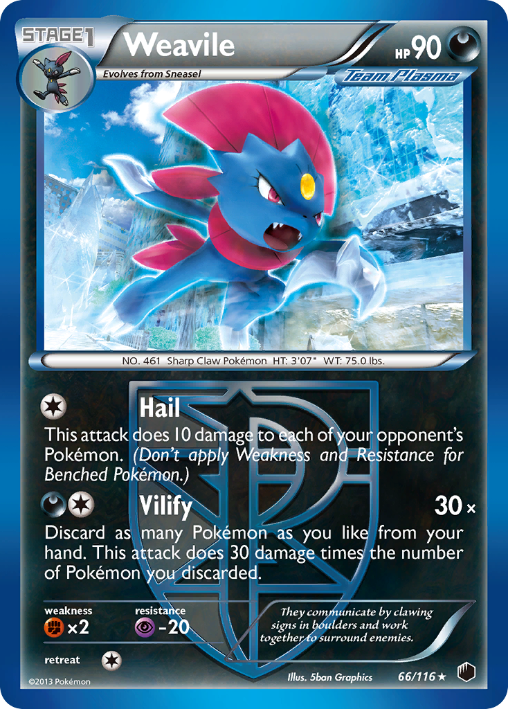 Weavile (66/116) [Black & White: Plasma Freeze] | Mindsight Gaming