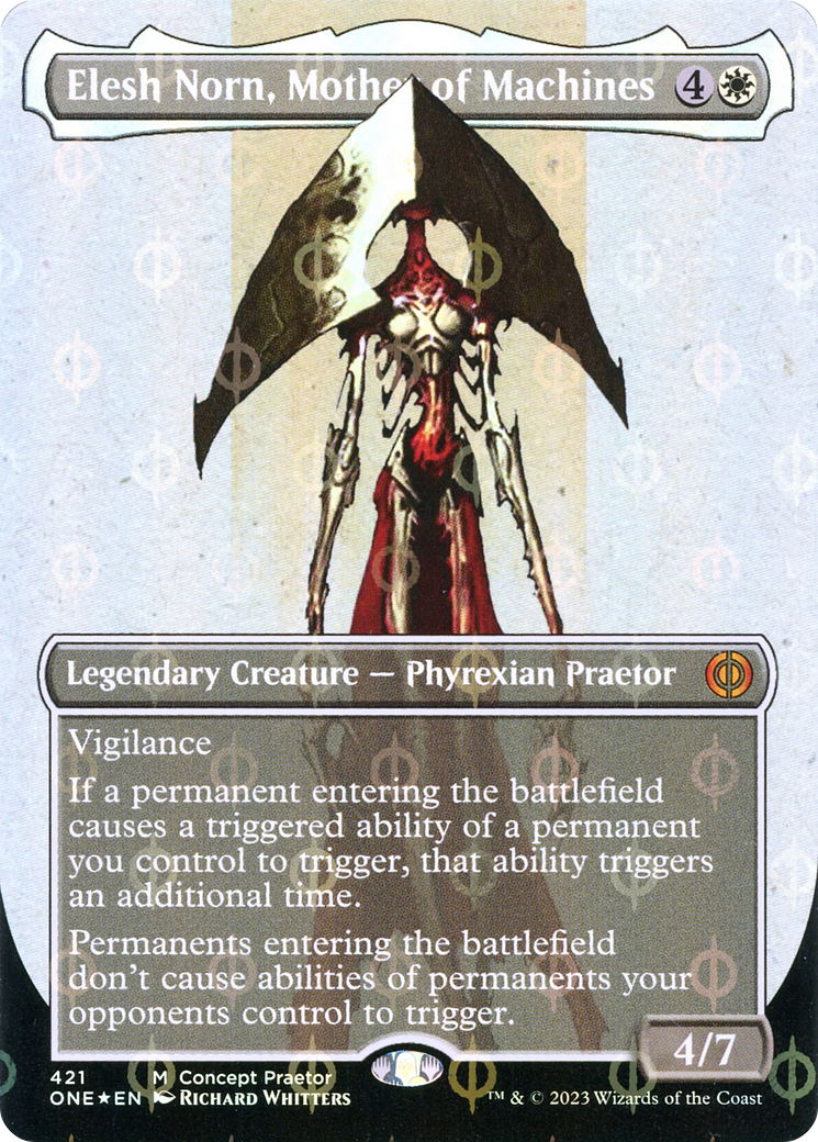 Elesh Norn, Mother of Machines (Borderless Concept Praetors Step-and-Compleat Foil) [Phyrexia: All Will Be One] | Mindsight Gaming