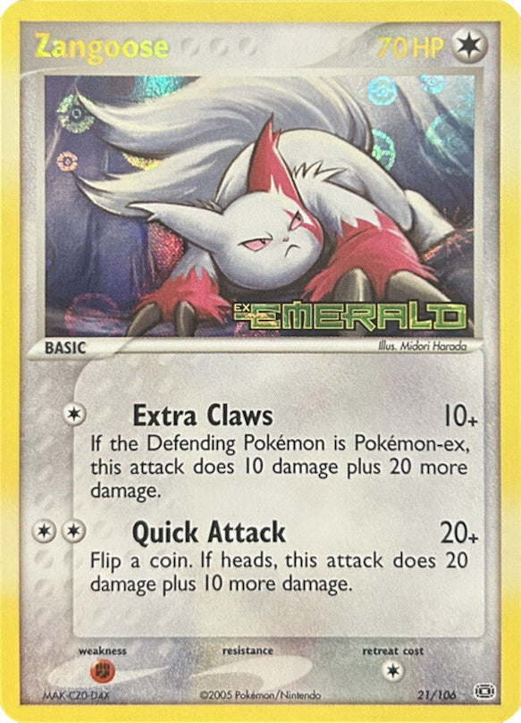 Zangoose (21/106) (Stamped) [EX: Emerald] | Mindsight Gaming