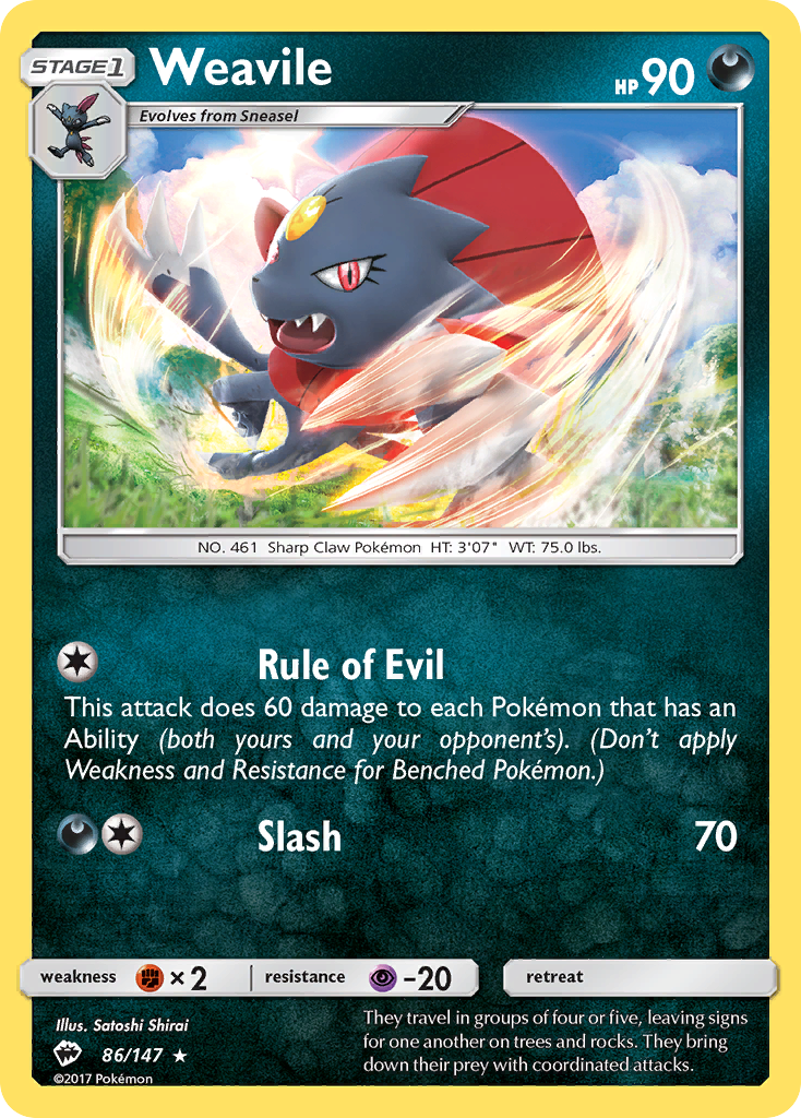 Weavile (86/147) [Sun & Moon: Burning Shadows] | Mindsight Gaming