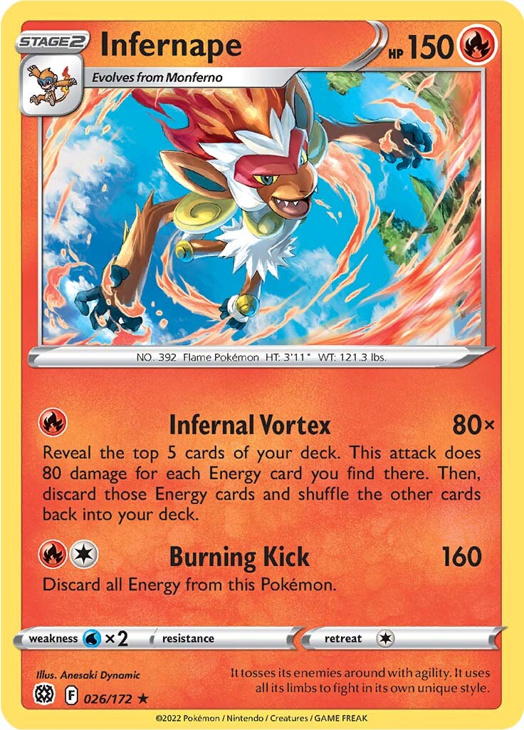 Infernape (026/172) (Theme Deck Exclusive) [Sword & Shield: Brilliant Stars] | Mindsight Gaming