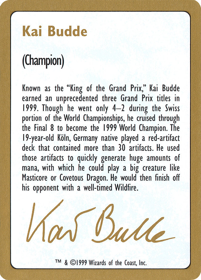 Kai Budde Bio [World Championship Decks 1999] | Mindsight Gaming