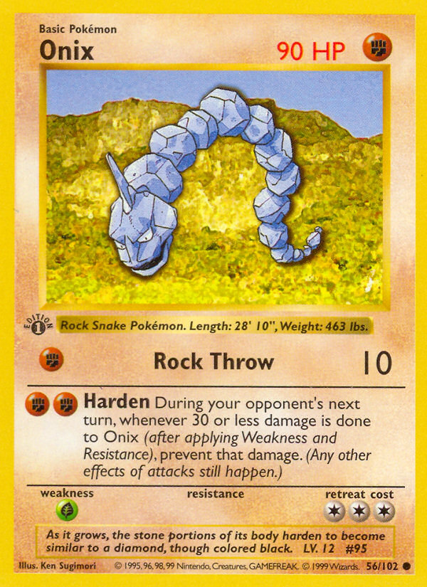 Onix (56/102) (Shadowless) [Base Set 1st Edition] | Mindsight Gaming