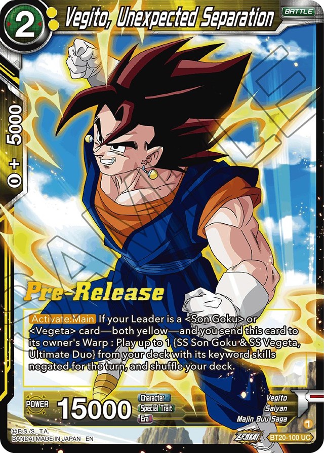 Vegito, Unexpected Separation (BT20-100) [Power Absorbed Prerelease Promos] | Mindsight Gaming