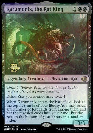 Karumonix, the Rat King [Phyrexia: All Will Be One Prerelease Promos] | Mindsight Gaming