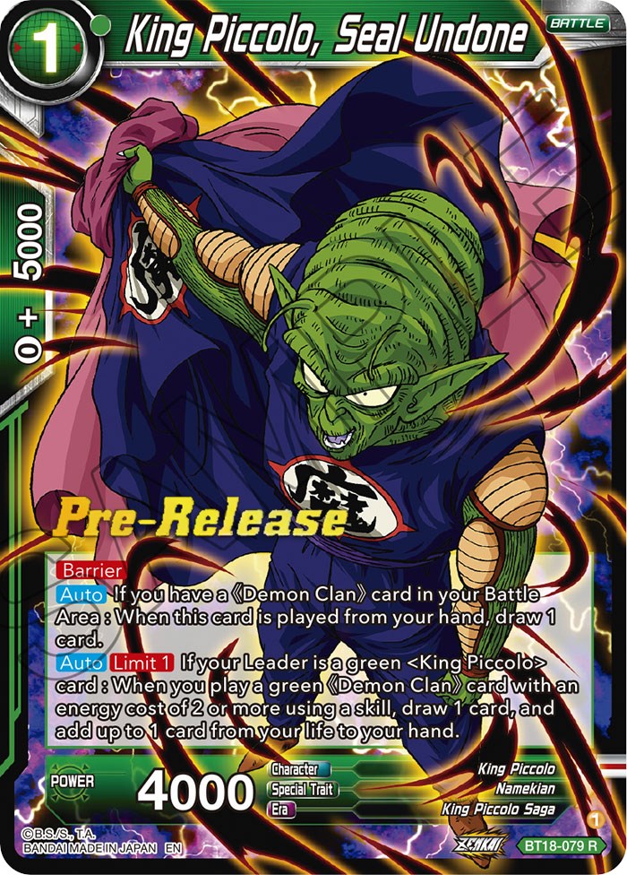 King Piccolo, Seal Undone (BT18-079) [Dawn of the Z-Legends Prerelease Promos] | Mindsight Gaming