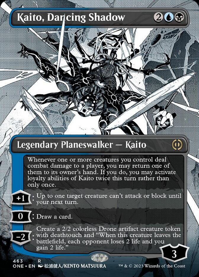 Kaito, Dancing Shadow (Borderless Manga Step-and-Compleat Foil) [Phyrexia: All Will Be One] | Mindsight Gaming