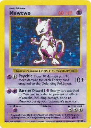 Mewtwo (10/102) [Base Set Shadowless Unlimited] | Mindsight Gaming