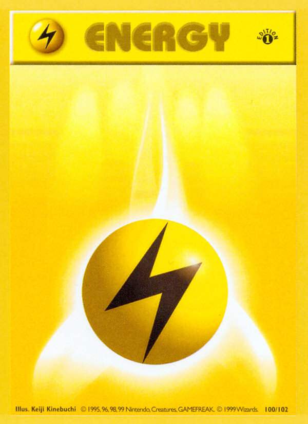 Lightning Energy (100/102) (Shadowless) [Base Set 1st Edition] | Mindsight Gaming