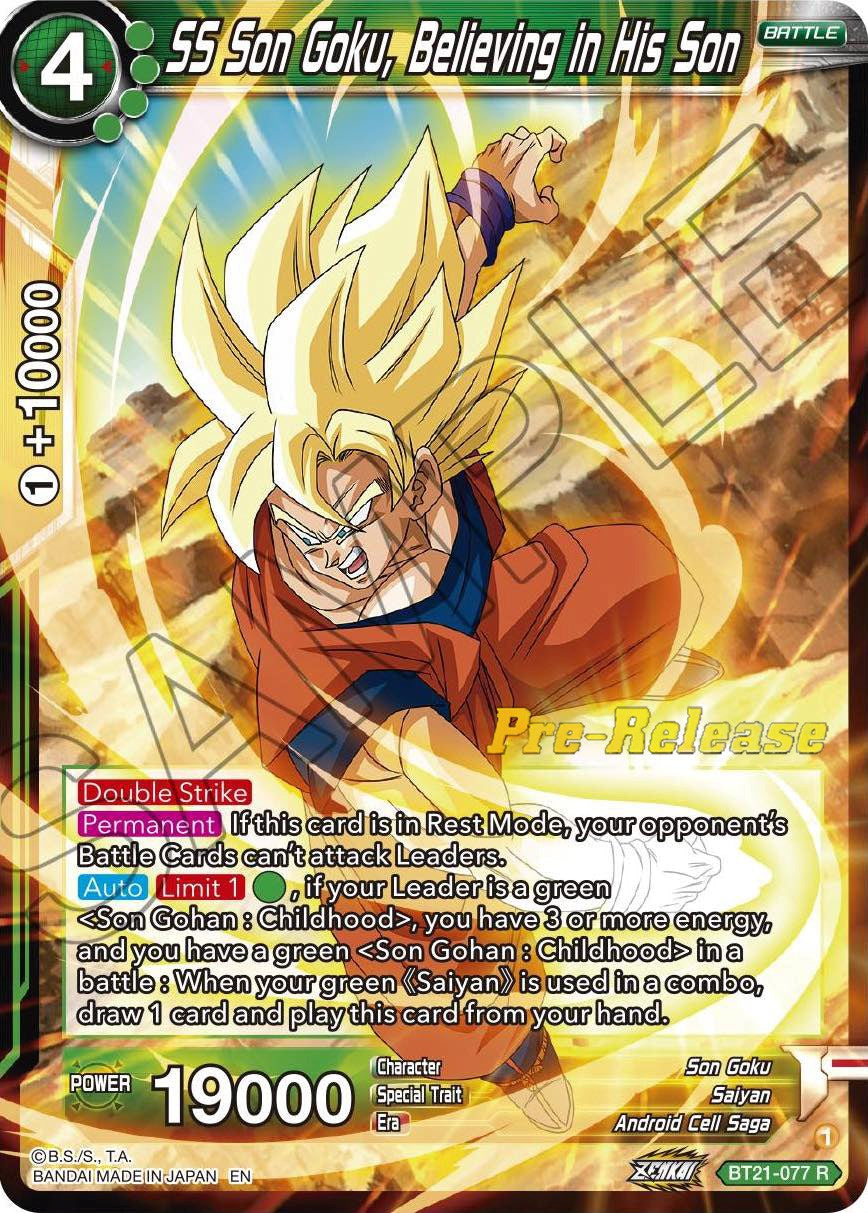 SS Son Goku, Believing in His Son (BT21-077) [Wild Resurgence Pre-Release Cards] | Mindsight Gaming