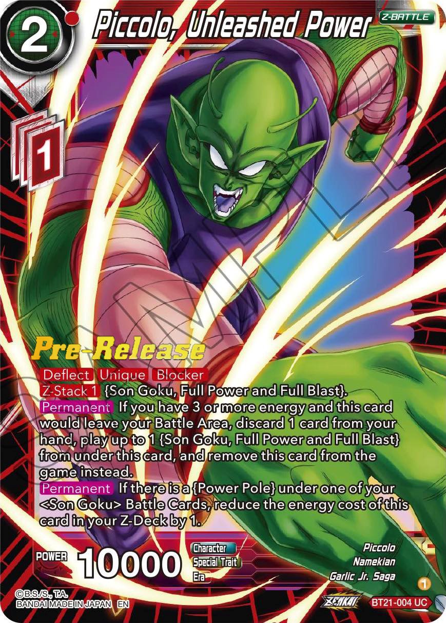 Piccolo, Unleashed Power (BT21-004) [Wild Resurgence Pre-Release Cards] | Mindsight Gaming