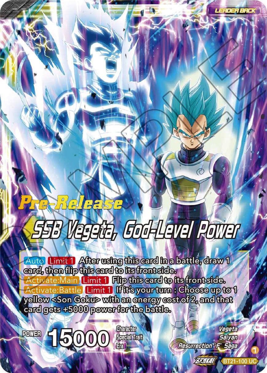 SSB Son Goku // SSB Vegeta, God-Level Power (BT21-100) [Wild Resurgence Pre-Release Cards] | Mindsight Gaming