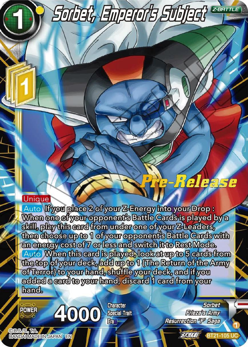 Sorbet, Emperor's Subject (BT21-105) [Wild Resurgence Pre-Release Cards] | Mindsight Gaming