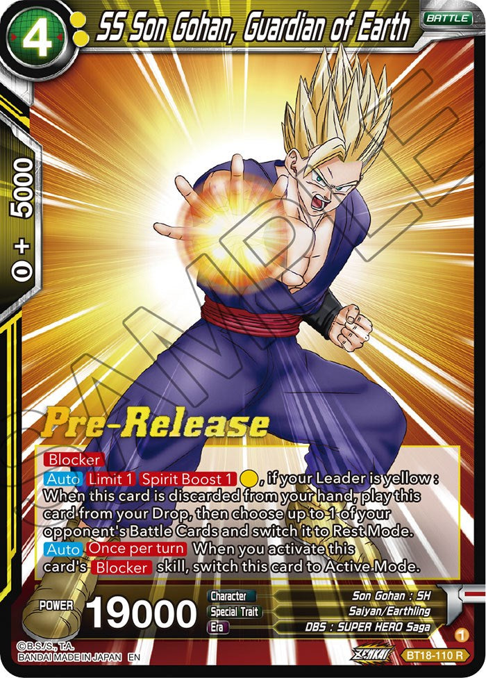 SS Son Gohan, Guardian of Earth (BT18-110) [Dawn of the Z-Legends Prerelease Promos] | Mindsight Gaming