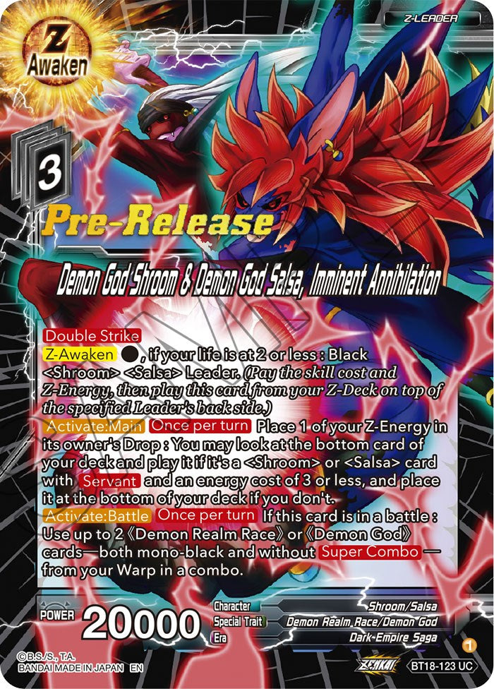 Demon God Shroom & Demon God Salsa, Imminent Annihilation (BT18-123) [Dawn of the Z-Legends Prerelease Promos] | Mindsight Gaming