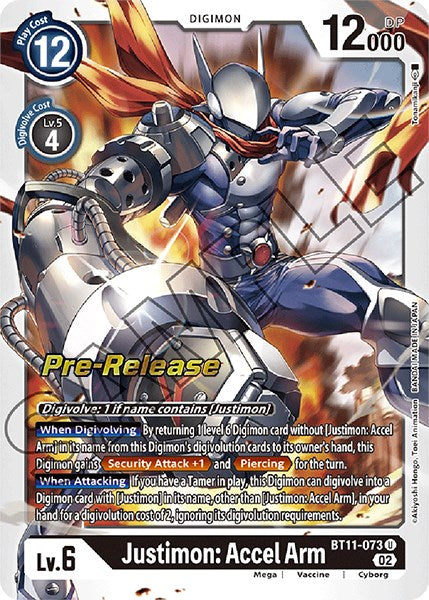 Justimon: Accel Arm [BT11-073] [Dimensional Phase Pre-Release Promos] | Mindsight Gaming