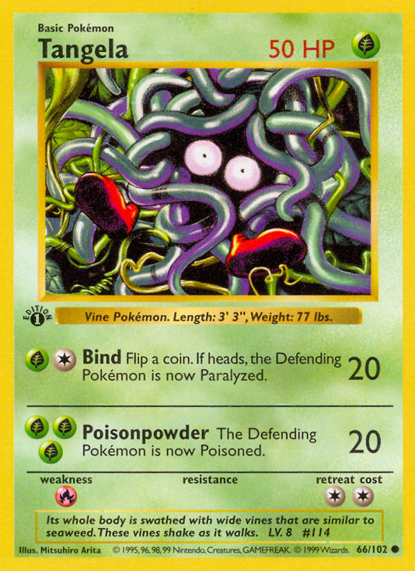 Tangela (66/102) (Shadowless) [Base Set 1st Edition] | Mindsight Gaming