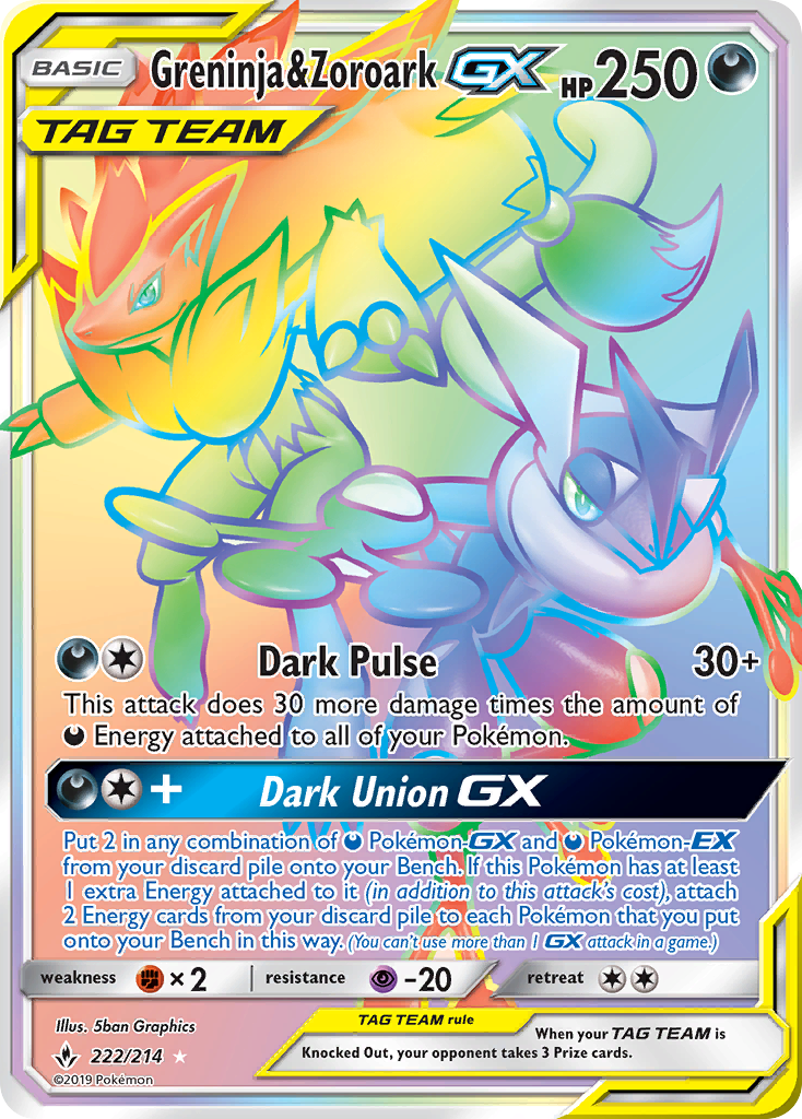 Greninja & Zoroark GX (222/214) [Sun & Moon: Unbroken Bonds] | Mindsight Gaming