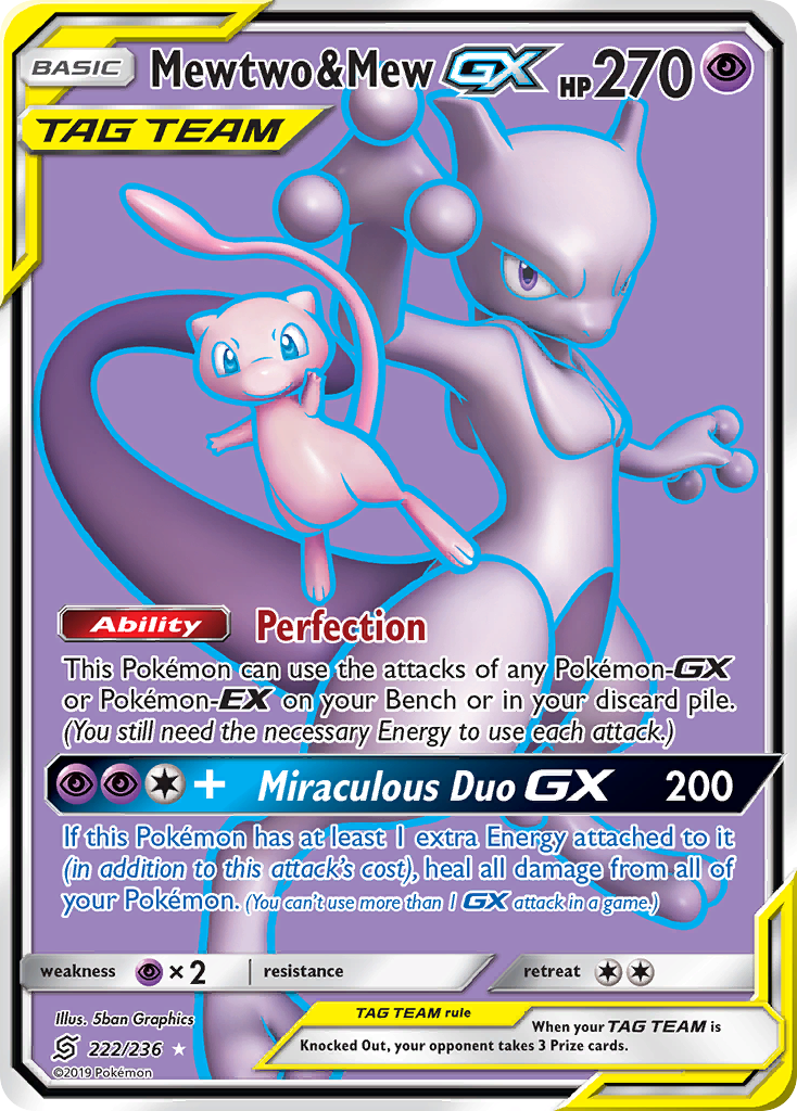 Mewtwo & Mew GX (222/236) [Sun & Moon: Unified Minds] | Mindsight Gaming