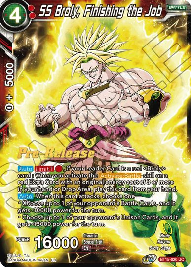 SS Broly, Finishing the Job (BT15-020) [Saiyan Showdown Prerelease Promos] | Mindsight Gaming