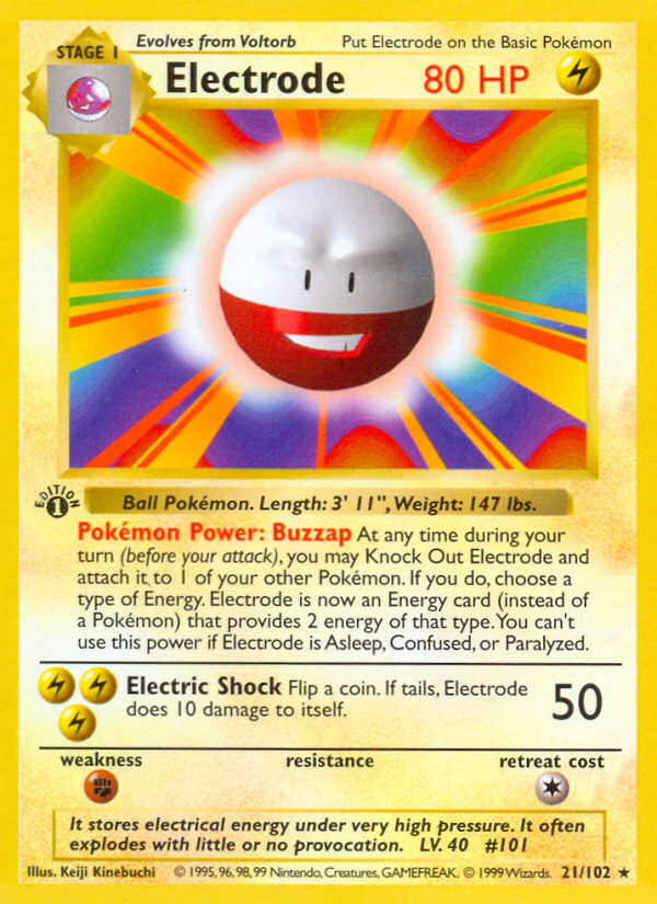 Electrode (21/102) (Shadowless) [Base Set 1st Edition] | Mindsight Gaming