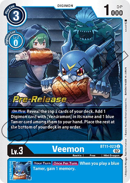 Veemon [BT11-023] [Dimensional Phase Pre-Release Promos] | Mindsight Gaming