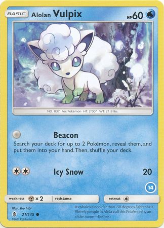 Alolan Vulpix (21/145) (Deck Exclusive #14) [Sun & Moon: Trainer Kit - Alolan Ninetales] | Mindsight Gaming