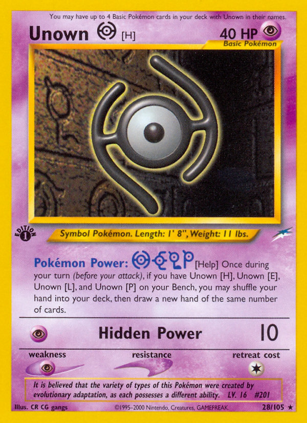 Unown [H] (28/105) [Neo Destiny 1st Edition] | Mindsight Gaming