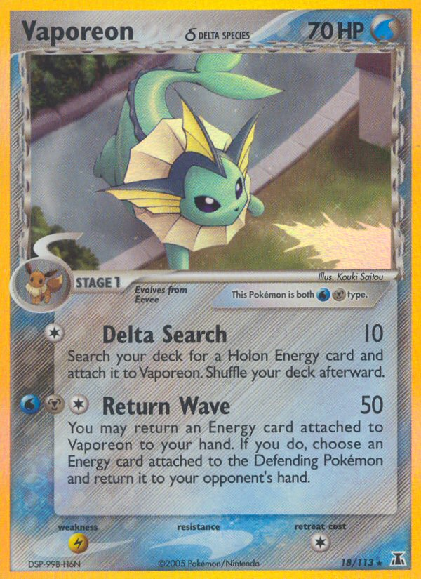 Vaporeon (18/113) (Delta Species) [EX: Delta Species] | Mindsight Gaming