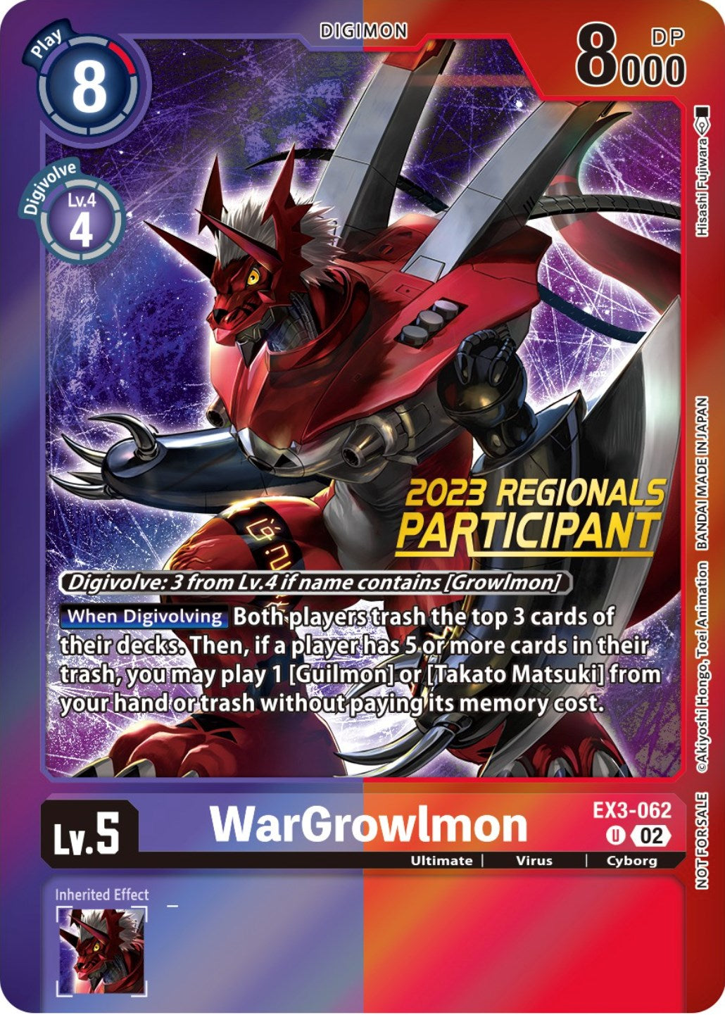 WarGrowlmon [EX3-062] (2023 Regionals Participant) [Draconic Roar Promos] | Mindsight Gaming