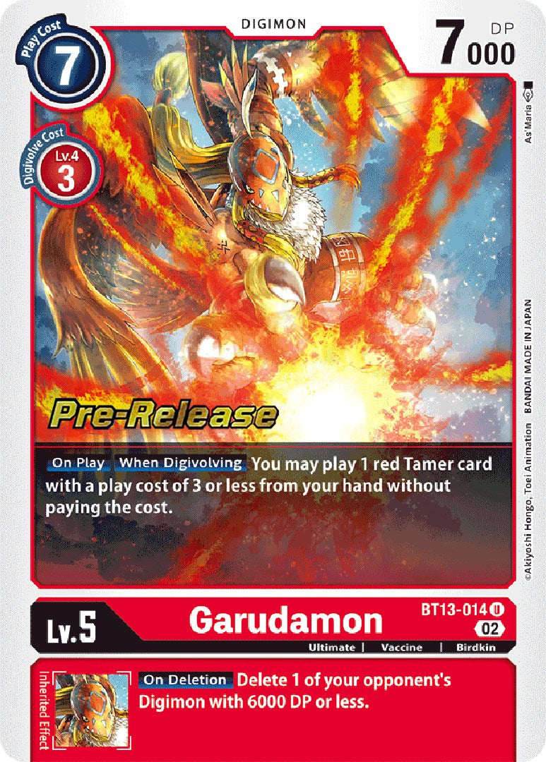 Garudamon [BT13-014] [Versus Royal Knight Booster Pre-Release Cards] | Mindsight Gaming