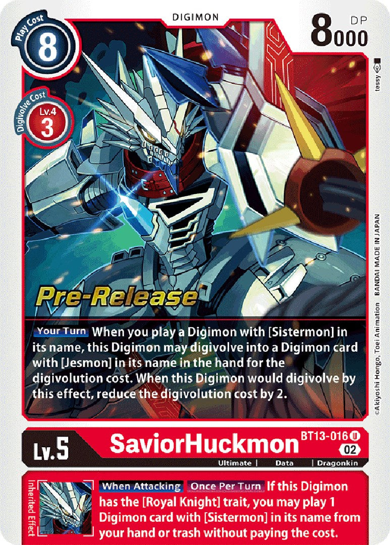 SaviorHuckmon [BT13-016] [Versus Royal Knight Booster Pre-Release Cards] | Mindsight Gaming