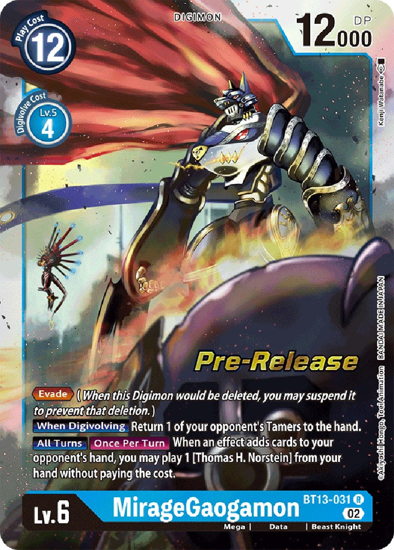 MirageGaogamon [BT13-031] [Versus Royal Knight Booster Pre-Release Cards] | Mindsight Gaming