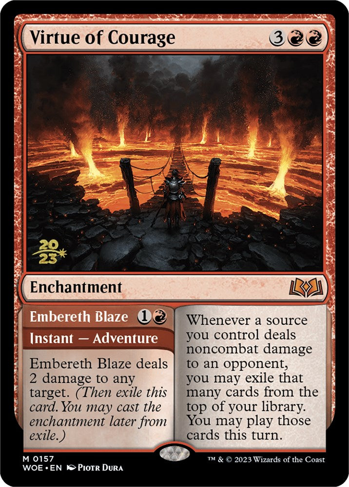 Virtue of Courage // Embereth Blaze [Wilds of Eldraine Prerelease Promos] | Mindsight Gaming