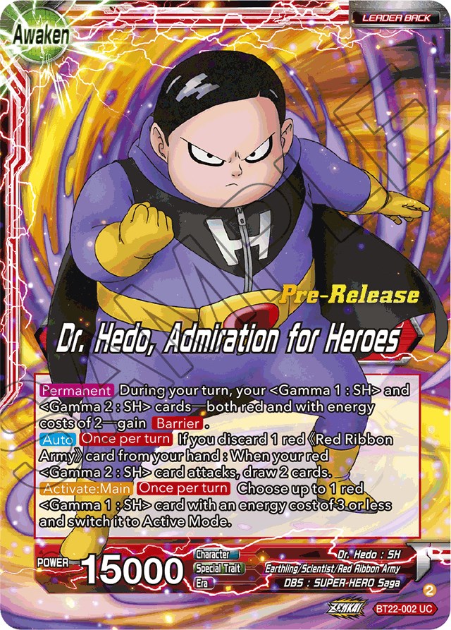 Dr. Hedo // Dr Hedo, Admiration for Heroes (BT22-002) [Critical Blow Prerelease Promos] | Mindsight Gaming