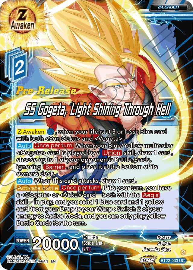 SS Gogeta, Light Shining Through Hell (BT22-033) [Critical Blow Prerelease Promos] | Mindsight Gaming