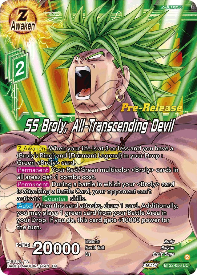 SS Broly, All-Transcending Devil (BT22-056) [Critical Blow Prerelease Promos] | Mindsight Gaming