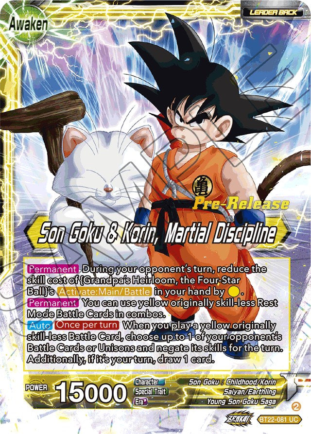 Son Goku // Son Goku & Korin, Martial Discipline (BT22-081) [Critical Blow Prerelease Promos] | Mindsight Gaming