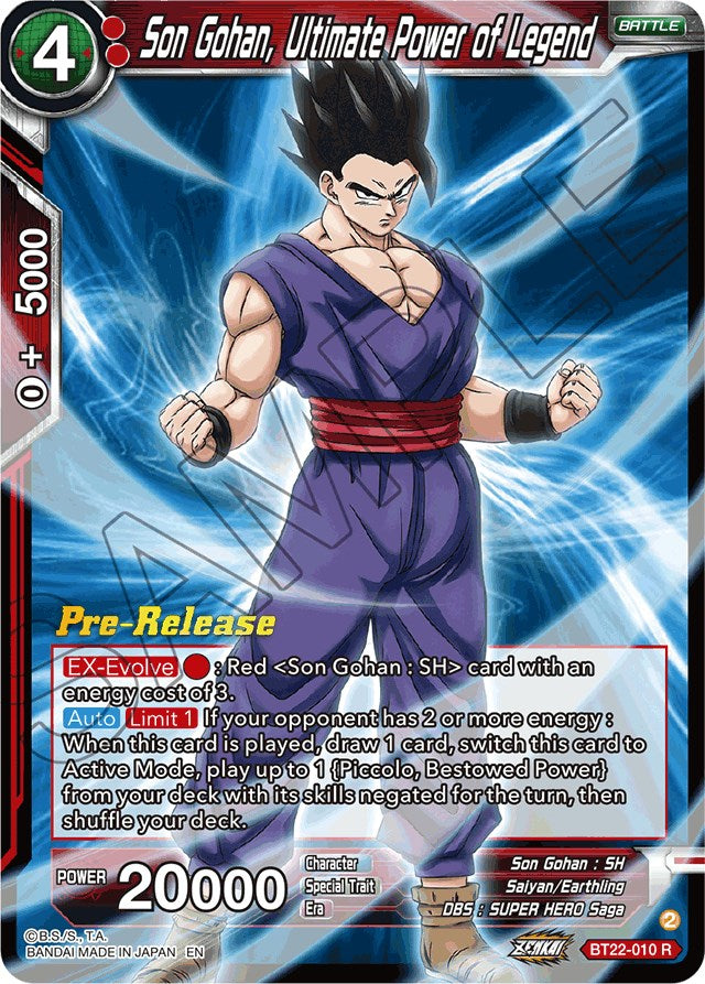 Son Gohan, Ultimate Power of Legend (BT22-010) [Critical Blow Prerelease Promos] | Mindsight Gaming