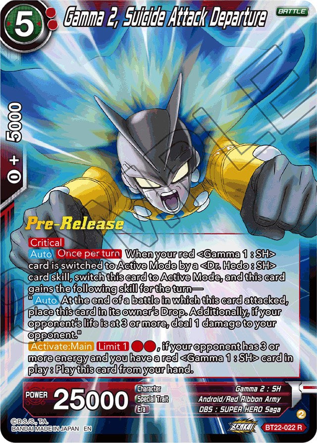 Gamma 2, Suicide Attack Departure (BT22-022) [Critical Blow Prerelease Promos] | Mindsight Gaming