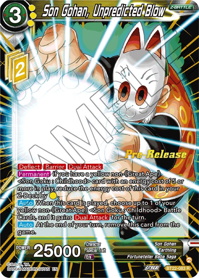 Son Gohan, Unpredicted Blow (BT22-083) [Critical Blow Prerelease Promos] | Mindsight Gaming